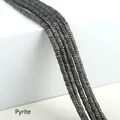 Flat natural Pyrite stone beads disc shape for DIY jewelry making accessories - 2x4mm Spacer Beads (Approx. 150 Beads/Strand) / Pyrite
