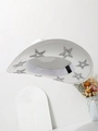 Detail van witte cowboyhoed met zilveren pailletten sterren en binnenkant met waslabel - Wit