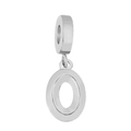 Polished silver stainless steel alphabet pendant with minimalist bail for DIY jewelry - Letter O