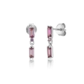 Elegant 925 silver double square earrings featuring light purple zircon crystals - Purple Zirconia / Silver