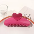Glossy magenta hair claw clip with heart design for women and girls hair accessory - Heart Semicircle / Rose Red