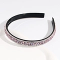 Sparkly purple crystal headband with silver rhinestone trim and non-slip inner teeth - Purple