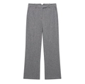Detailed macro shot of grey wool texture fabric on formal straight-leg suit trousers - XS / Bottoms