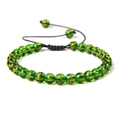 6mm green natural stone bead bracelet with gold mantra engraving and adjustable cord - 6mm / Green Mantra Beaded