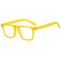 Square vintage style sunglasses in transparent yellow frame with metal rivet details - Transparent Orange Clear Anti-Blue Lens