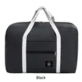 Foldable black travel bag with silver-grey straps and a spacious zipper pocket - Black