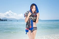 Blue bohemian paisley beach scarf with tassels and matching patterned bikini set - Style 13-Paisley Blue Tassel / 180cm