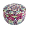 2.2oz round metal candle tin featuring colorful pink and blue mandala floral patterns - D208-Cyan Mandala