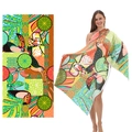 Double-sided microfiber beach towel with tropical toucan and floral print design - B35-Tropical Toucan and Exotic Flowers