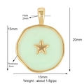 Copper light green star pendant with gold trim, size 15x20mm for jewelry making - Pentagram / Mint Green