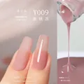 Y009 Peach Jelly nail polish showing matte and glossy finishes on translucent nude pink - Y-009 Peach Jelly