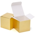 Mini square gift box in metallic golden finish with white inner card lining - Gold