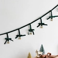 Dark green velvet ribbon garland with bows and golden bells for Christmas tree decor - Dark Green Bow String