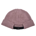Detail of knitted beanie with thick rolled brim and adjustable black buckle strap back - Adjustable / Taro Purple/Dusty Pink (Adjustable Knitted Hat)