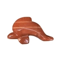 Polished reddish-brown natural stone dolphin carving with marble texture finish - Red Jasper