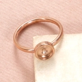 Rose gold stainless steel DIY ring base with circular blank tray for jewelry setting - Rose Gold