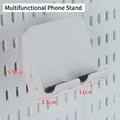 White plastic phone and tablet holder for pegboard wall organizer, 11x9.5cm size - Large Rotating Stand for Phone/iPad - White