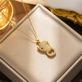 Luxury leopard head pendant necklace with micro-pave crystals on a fine gold chain - 304 Gold