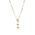 Detail of gold-plated paperclip chain necklace with 3D letter Z pendant and OT toggle clasp - Letter Z