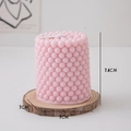 Modern pink geometric bubble pillar candle with rustic wood base for home decor - Short Bubble Pillar (White Peach Oolong) / Pink