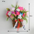 Cesto di fiori appeso con fiocco rosso e farfalle blu, dimensioni 30x40cm - 40*30cm