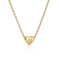 Golden heart-shaped pendant necklace featuring an engraved letter U on a fine chain - Heart Initial U Style (U)