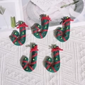 5-pack green felt Christmas candy cane charms with red bows for DIY tree decoration - Candy Cane / Green