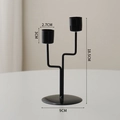 Modern matte black double-head iron candle holder for elegant dining table decoration - Branch Style Candlestick Double Head - Black