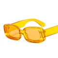 Retro rectangular sunglasses in transparent orange jelly finish with thick frames - C6 Yellow Frame Yellow Lens