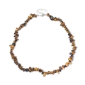 Detail of natural tiger eye stone chips necklace with adjustable silver lobster clasp - Yellow Tiger Eye Crushed Stone Necklace