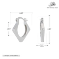 Detailed size measurement chart of S925 sterling silver geometric square earrings - Silver