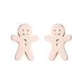 Minimalist gingerbread man stud earrings in rose gold stainless steel on white background - Rose Gold