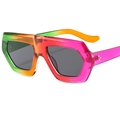 Irregular geometric sunglasses with rainbow gradient frames and dark grey lenses - C2 Colorful Frame / Grey Lenses