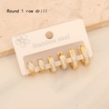 Golden stainless steel round earrings set with 6 different sizes and single row zircons - 7# 1-Row Drill Round Gold