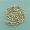 Wide 4cm resin acrylic bag strap in marble pattern and gold metal link chain - Two-tone Beige & Gold