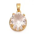 Classic round pendant in gold finish with large clear zircon and micro-pave accents - White/Round