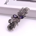 Vintage silver ponytail clip with intricate purple crystal butterfly motif details - Butterfly Hollow - Light Purple