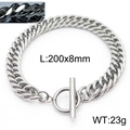 Bracciale cubano in acciaio inossidabile argento da 8mm con chiusura a T retrò - Stile Spesso Larghezza 8mm (KB166134-ZZ)