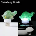 Green crystal turtle USB night light with gold foil and strawberry quartz glow - Aventurine Jade