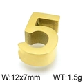 Golden number 5 pendant in stainless steel, dimensions 12x7mm and weight 1.5g - Number 5 (KLJ4361-Z)