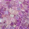 5mm transparent purple striped cube glass beads with iridescent finish for DIY jewelry - 5mm 10g/Pack Approx 50pcs / Purple Mix
