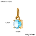 Detail of light blue zircon pendant with gold claw setting and 1.0cm dimension scale - Light Blue Zircon Pendant