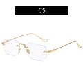 Frameless square glasses frame C5 in silver with blue light blocking lenses and Y2K metal temples - Gold (Square)