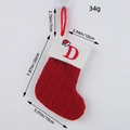 Classic red knitted Christmas stocking featuring letter D and size measurements - Letter D Style