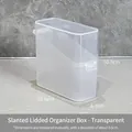 Transparent cheese slice storage box with flip lid and stackable compact design - Clear
