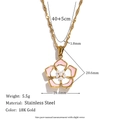 18K gold plated stainless steel five-petal flower necklace with a pearl center inlay - Pearl Enamel Floral Pendant Necklace - Gold - Pink White