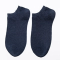 Navy blue low cut boat socks for men with ribbed cuffs and breathable cotton fabric - One Size / Solid Navy Blue