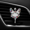 Silver angel car air vent perfume clip with colorful rhinestones on a black vent - Colorful Fairy [Silver]