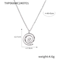 Collar minimalista de plata con colgante de vórtice de acero y cadena ajustable de 40+5cm - Collar de Espiral (TXP066) / Color Acero