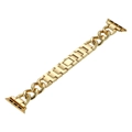 Elegant gold metal chain watch band with Cuban links compatible with Apple Watch - 42/44/45/49mm / Gold